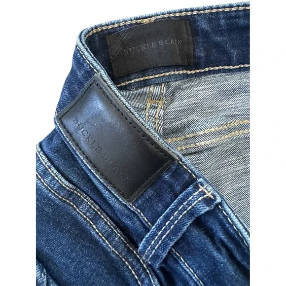 Buckle Black Ankle Skinny Jeans Women Fit No 35 Blue Denim Stretch 25x27 - Picture 6 of 9